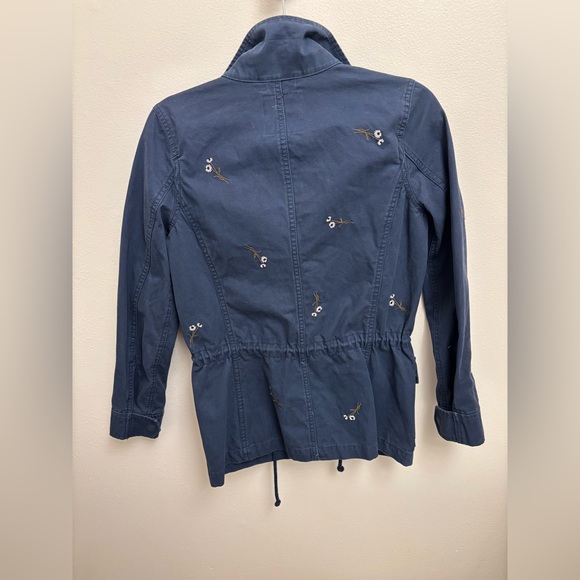 Madewell XXS Navy Embroidered Utility Jacket Cotton Floral Military Style - Picture 4 of 14